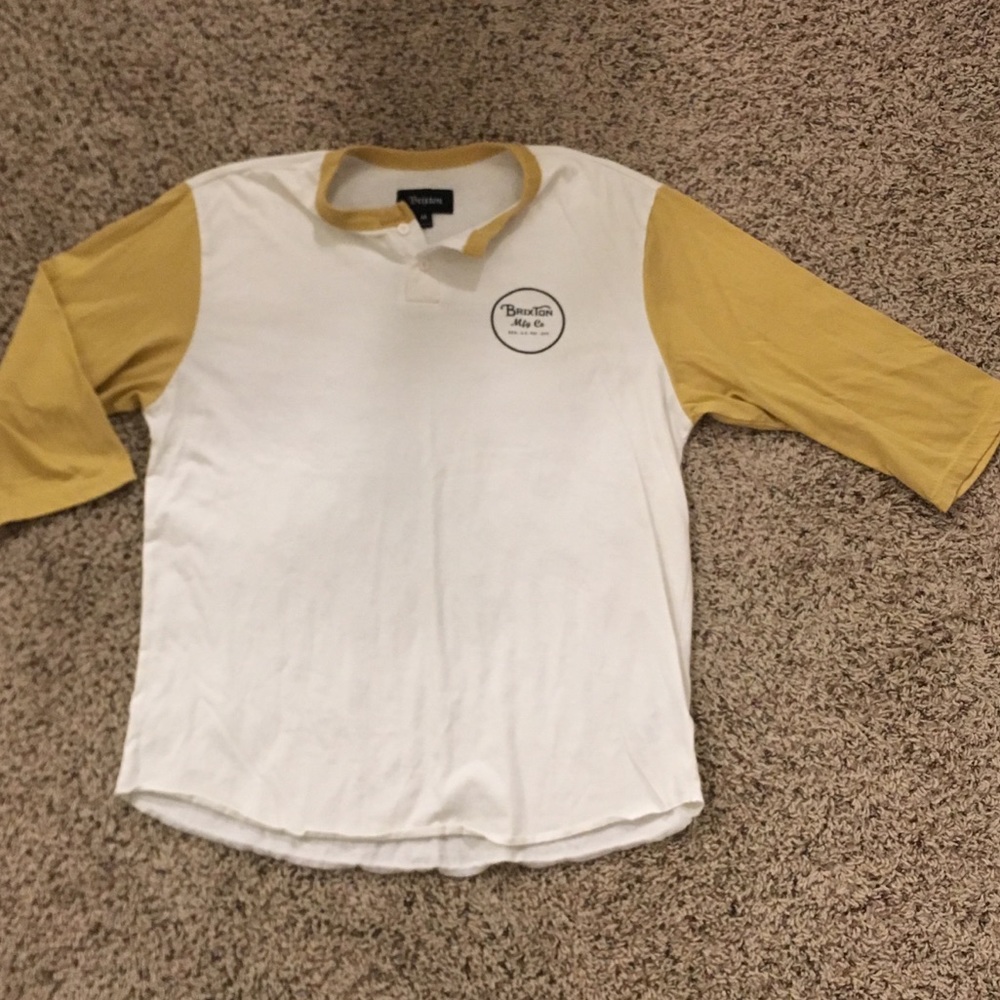 3/4 sleeve Brixton mustard and white T-shirt